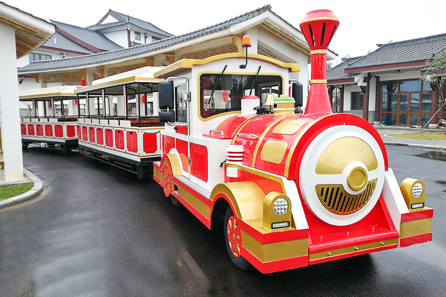 Voiture semi-fermée 28 élégant grand train touristique sans rail